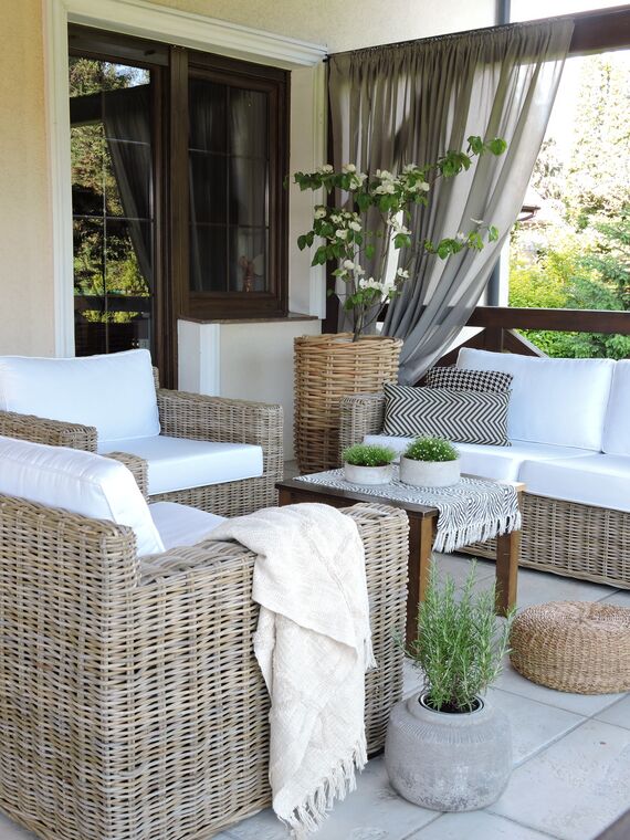4 Seater Rattan Garden Sofa Set Natural ARDEA Beliani.co.uk
