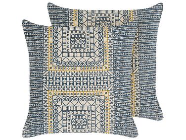 Set of 2 Cotton Cushions Geometric Pattern 50 x 50 cm Multicolour SIDI
