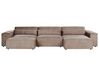 Left Hand 3 Seater Modular Fabric Corner Sofa with Ottoman Brown HELLNAR_912392