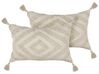 Set of 2 Tufted Cotton Cushions Geometric Pattern 40 x 60 cm Beige CRATAEGUS_835179