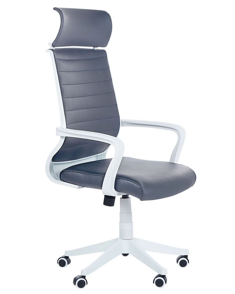Faux Leather Swivel Office Chair Grey LEADER_860994