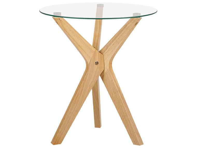 Tavolino vetro temperato e legno chiaro ⌀ 45 cm VALLEY_868672