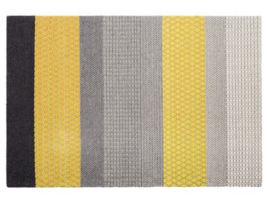 Tæppe 140 x 200 cm grå/gul uld AKKAYA