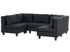 Ötszemélyes kombinálható fekete kárpitozott kanapé ottománnal UNSTAD_893527