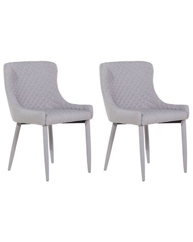 Conjunto de 2 cadeiras estofadas em tecido cinzento claro SOLANO