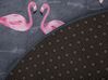 Dywan okrągły we flamingi ⌀ 120 cm szary KERTE_755007