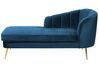 Chaiselong marineblå velour højrevendt ALLIER_870864