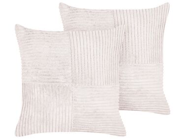 Set of 2 Corduroy Cushions 43 x 43 cm Off-White MILLET