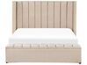 Velvet EU King Size Bed with Storage Bench Beige NOYERS_834516