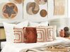 Set of 2 Cotton Cushions Abstract Pattern 45 x 45 cm Beige and Orange PLEIONE_840341