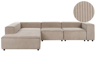 4 pers. sofa lysebrun fløjl højrevendt APRICA