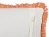 Fringed Cotton Cushion Floral Pattern 45 x 45 cm White and Orange SATIVUS_839149