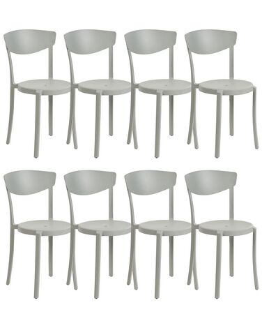 Conjunto de 8 cadeiras de jantar cinzentas claras VIESTE