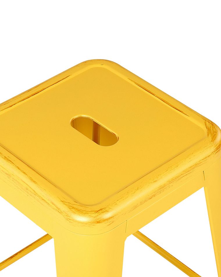 Set of 2 Metal Stools 76 cm Yellow with Gold CABRILLO Beliani.co.uk