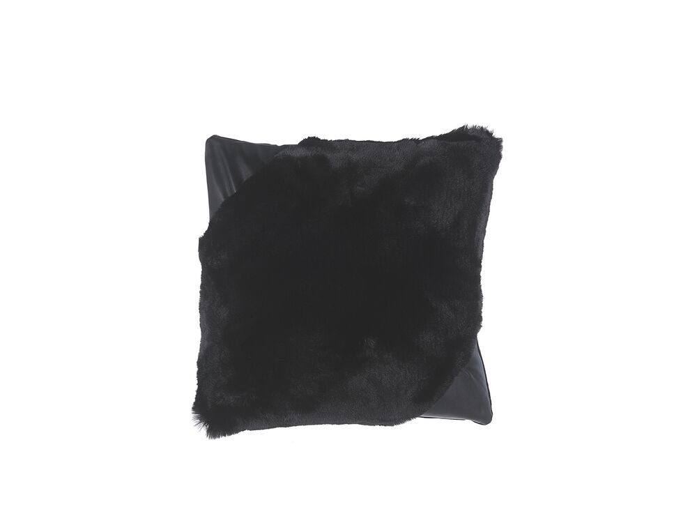 black fluffy cushion
