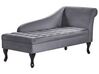 Right Hand Velvet Chaise Lounge with Storage Dark Grey PESSAC_881900