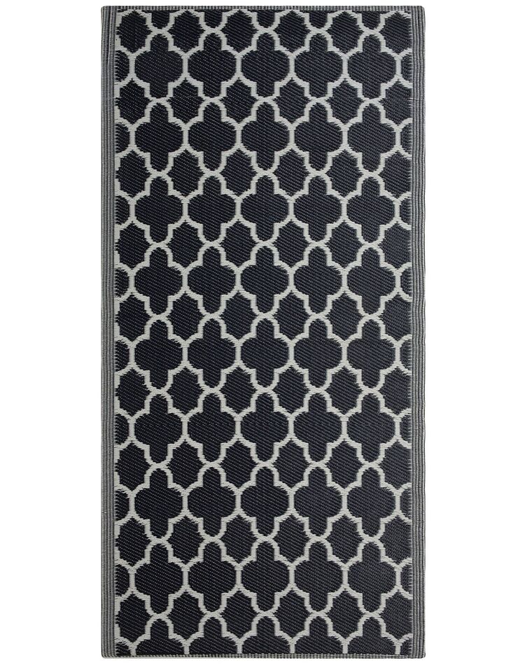 Outdoor Teppich schwarz 90 x 180 cm marokkanisches Muster zweiseitig Kurzflor SURAT_716285