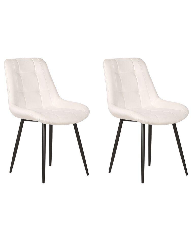 Sada 2 sametových jídelních židlí krémově bílé MELROSE_901944