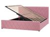 Cama con somier de terciopelo rosa 160 x 200 cm ROCHEFORT_857437
