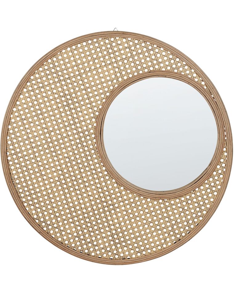 Rattanowe okrągłe lustro ścienne ⌀ 60 cm naturalne PALAU_904546