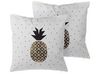 Set of 2 Cotton Cushions Pineapple Print 45 x 45 cm White YASMIN_770044