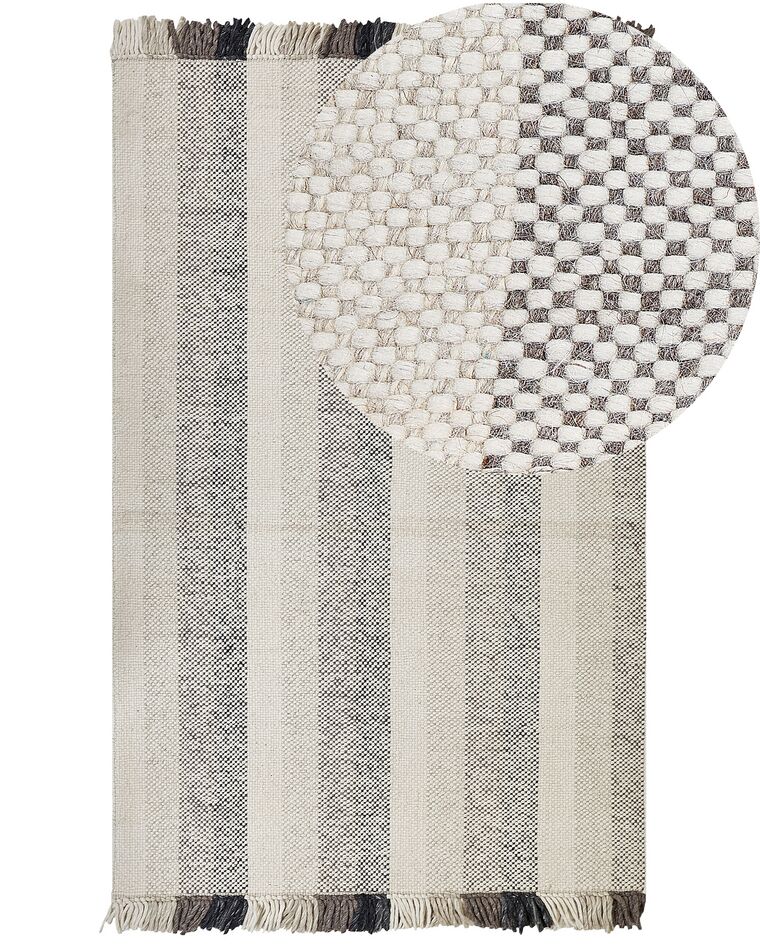 Alfombra de lana blanco crema/negro/marrón 140 x 200 cm EMIRLER_847179