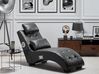 Faux Leather Chaise Lounge with Bluetooth Speaker USB Port Black SIMORRE_775902