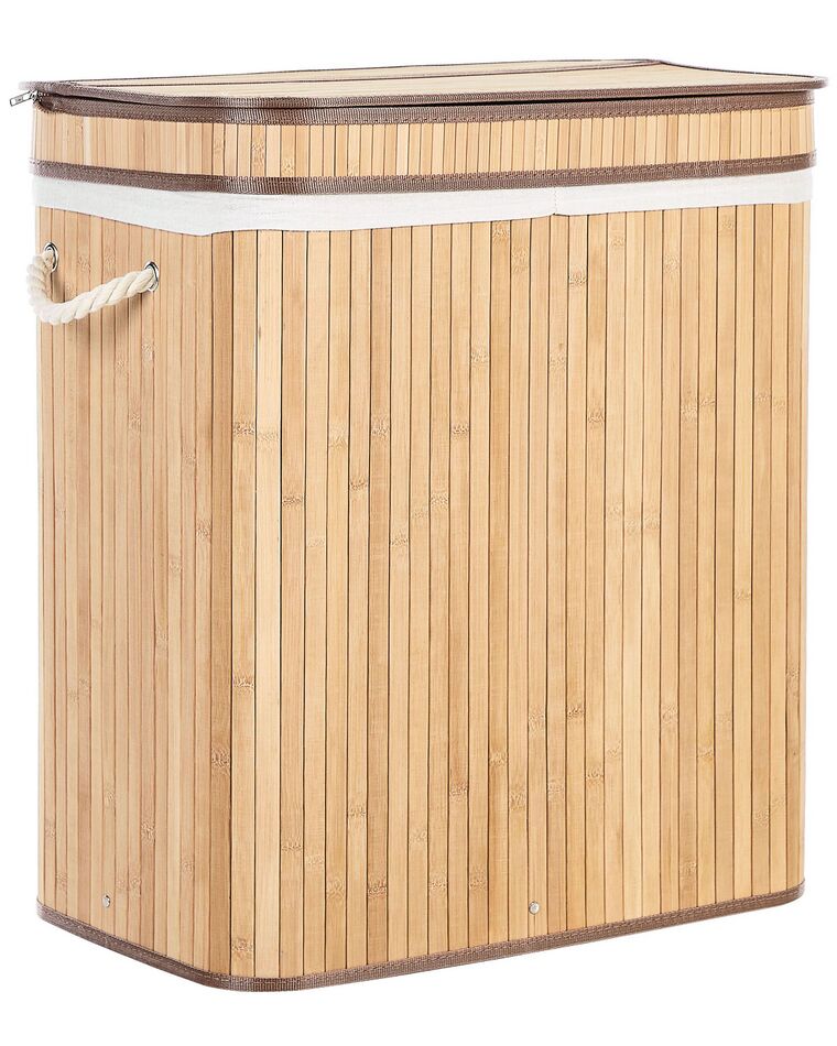 Bamboo Basket with Lid Light Wood KALTHOTA_849156