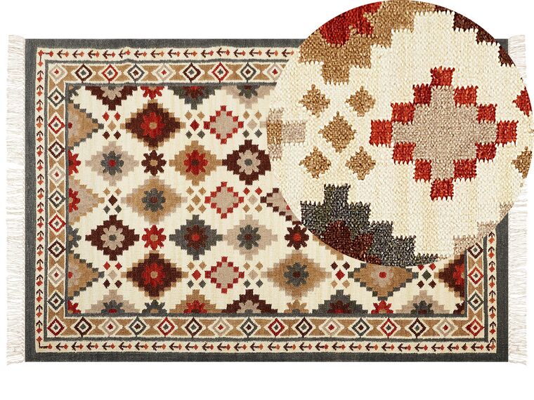 Wool Kilim Area Rug 200 x 300 cm Multicolour GHUKASAVAN_859072