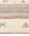 Tapete Gabbeh em lã creme e castanha clara 80 x 150 cm KARLI_856116