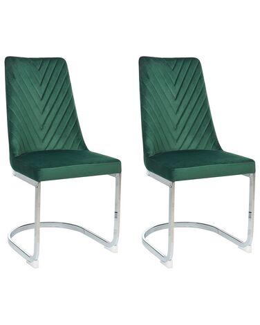 Lot de 2 chaises de salle à manger en velours vert émeraude ALTOONA