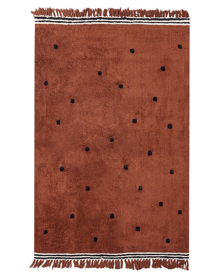 Vloerkleed katoen bruin 140 x 200 cm LAZA_908046