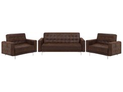 5-istuttava ruskea keinonahkaverhoiltu sohvaryhmä ABERDEEN