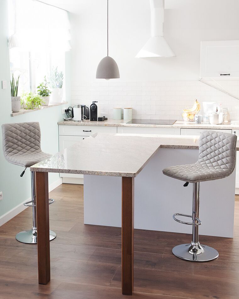 Set of 2 Adjustable Bar Stools Beige ORLANDO Beliani.se