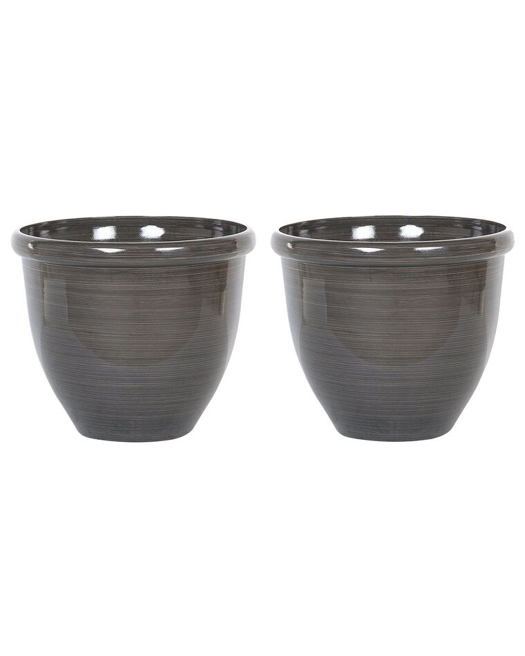 Conjunto de 2 vasos de plantas castanhos ⌀ 44 cm TESALIA_841994