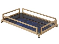 Koristetarjotin metalli sininen/kulta 40 x 25 cm PRIVAS Koristetarjotin metalli sininen/kulta 40 x 25 cm PRIVAS