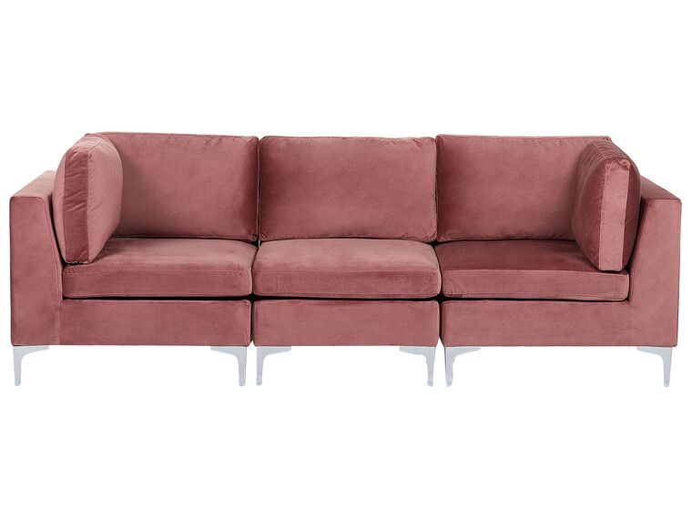 Sofa modułowa 3-osobowa welurowa różowa EVJA_858745