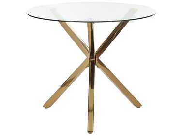 Glass Top Round Dining Table ⌀ 90 cm Gold SAVONI