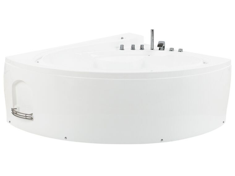 Left Hand Whirlpool Corner Bath with LED 2060 x 1480 mm White PELICAN_755874