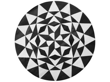 Okrúhly kožený koberec ⌀ 140 cm čierna/biela TURGUTLU