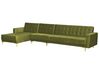 Right Hand Modular Velvet Sofa with Ottoman Green ABERDEEN_882392