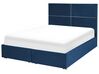 Velvet EU Double Size Ottoman Bed with Drawers Navy Blue VERNOYES_861341
