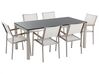 6 Seater Garden Dining Set Flamed Granite Top with White Chairs GROSSETO_433109