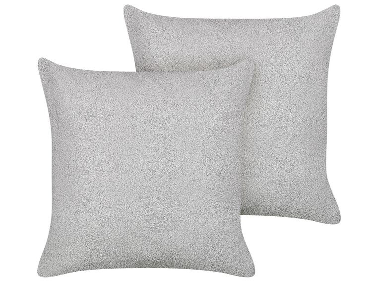 Set of 2 Boucle Cushions 60 x 60 cm Grey LEUZEA_903541