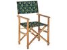Set of 2 Acacia Folding Chairs and 2 Replacement Fabrics Light Wood with Grey / Olives Pattern CINE_819413