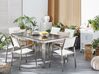 Table de jardin plateau granit noir poli 180 cm 6 chaises textile blanc GROSSETO_429890