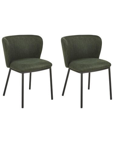Set of 2 Fabric Dining Chairs Dark Green MINA