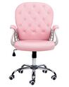 Swivel Faux Leather Office Chair Pink with Crystals PRINCESS_855594