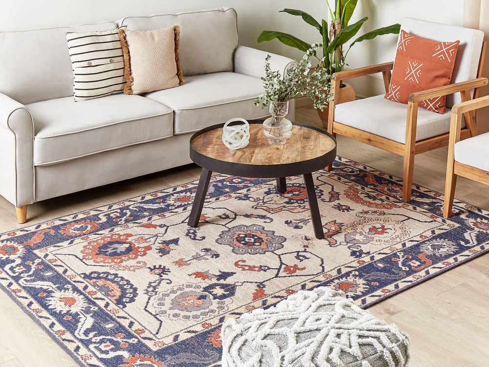 Teppich Baumwolle mehrfarbig 160 x 230 cm orientalisches Muster Kurzflor  KABTA | Kurzflor-Teppiche