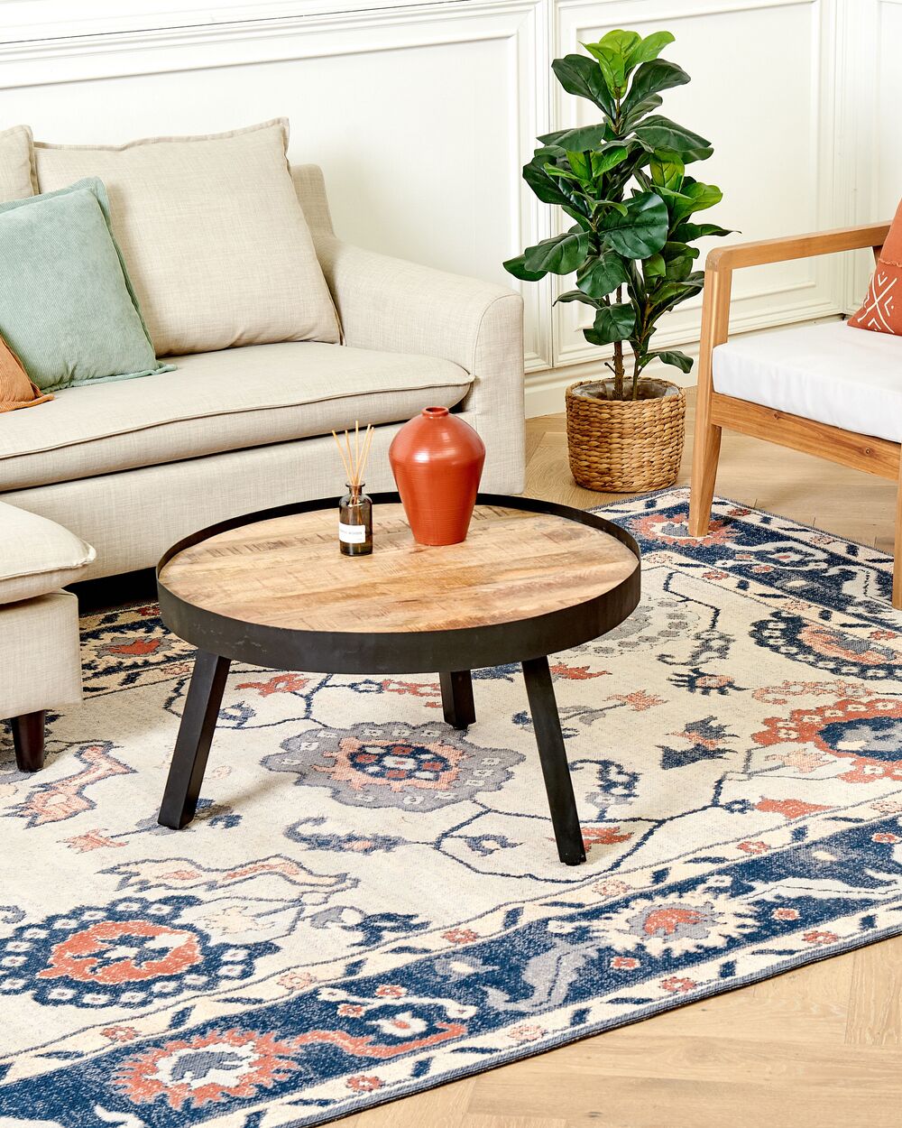 Teppich Baumwolle mehrfarbig 160 x 230 cm orientalisches Muster Kurzflor  KABTA